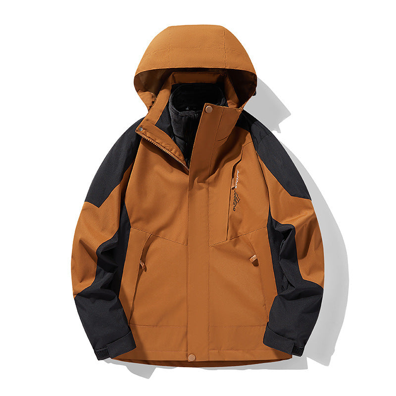 Three-in-one Removable Fleece-lined Thickened Waterproof Windproof Jacket Mountaineering