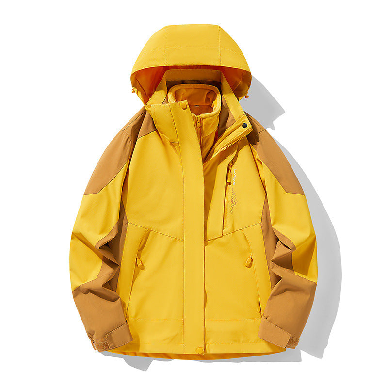 Three-in-one Removable Fleece-lined Thickened Waterproof Windproof Jacket Mountaineering