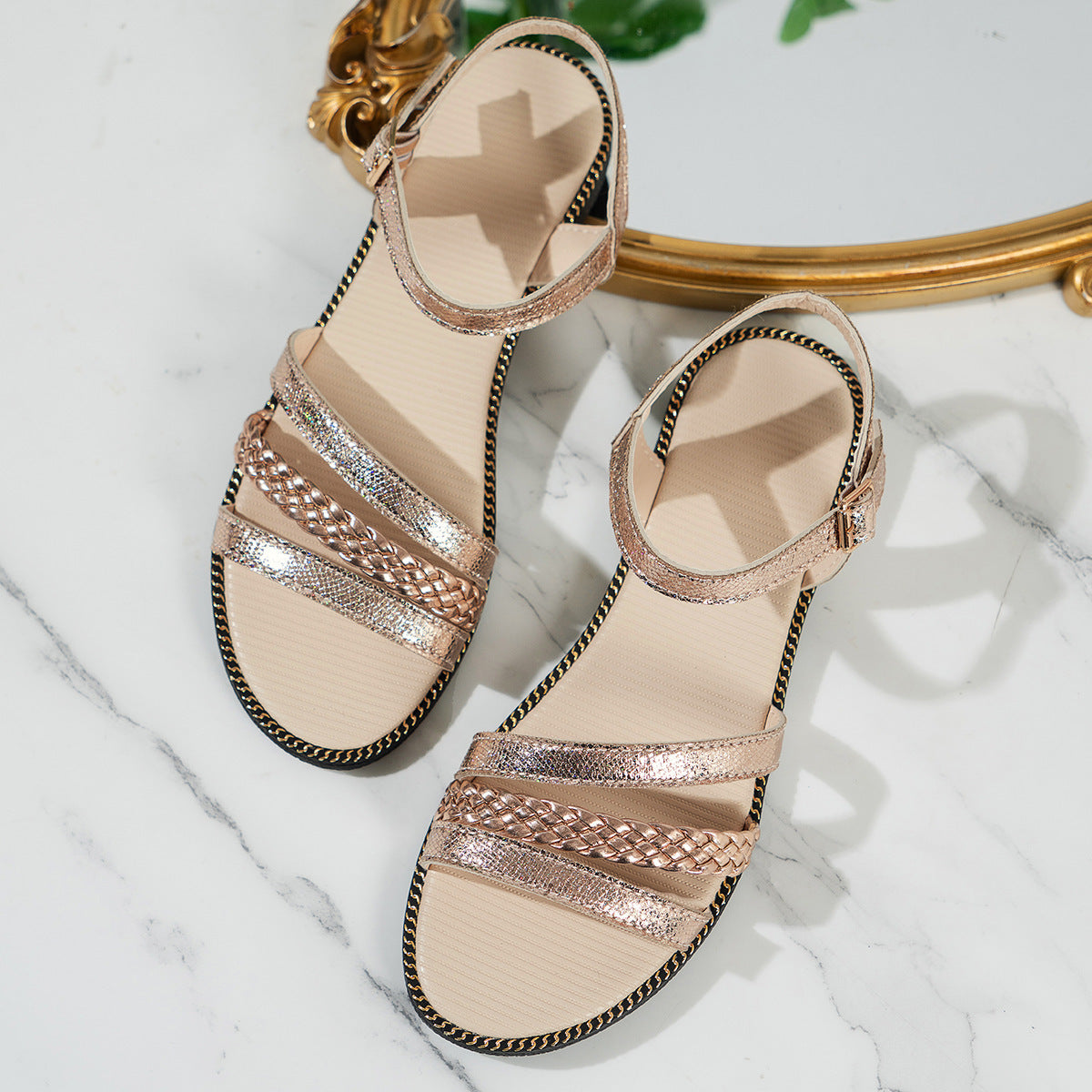 Women's Sandals Plus Size Buckle Strap Roman Style