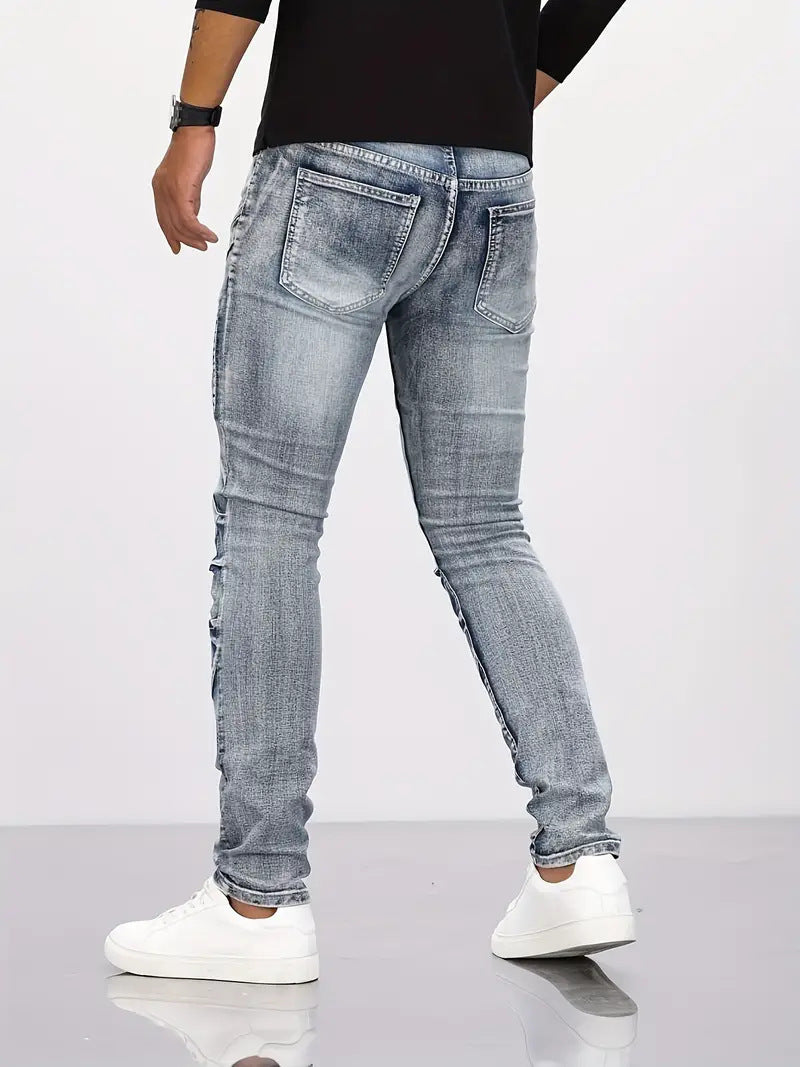 Retro Casual Stretch Motorcycle Jeans For Men