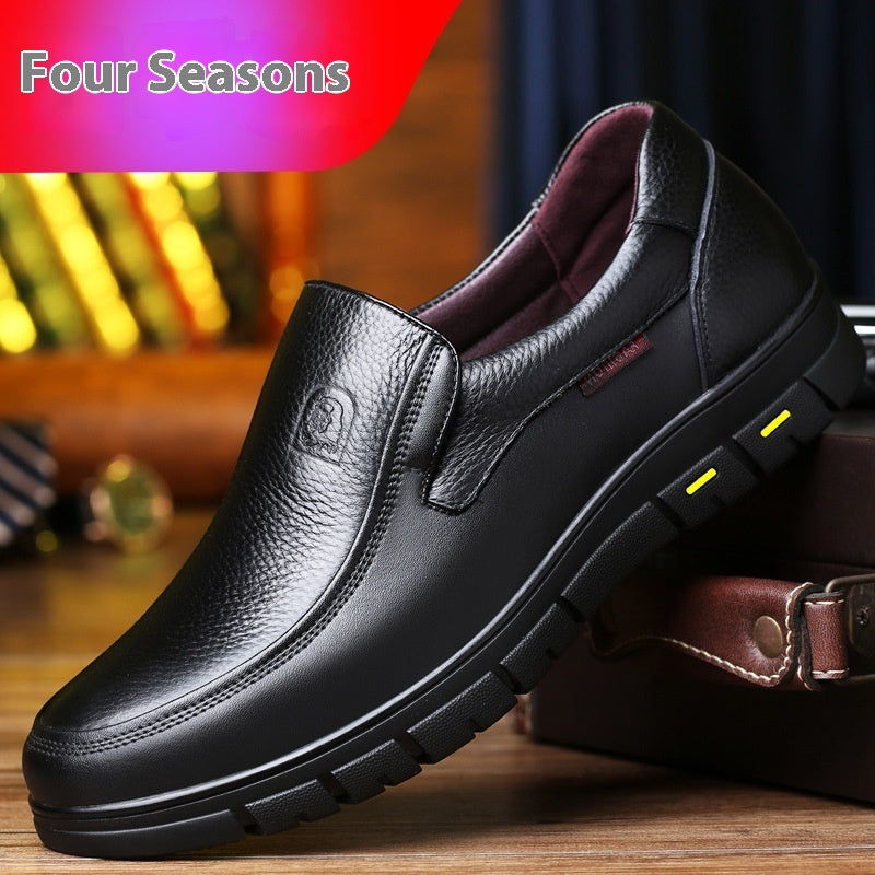 Men's Leather Soft Bottom Cutout Leather Shoes Breathable