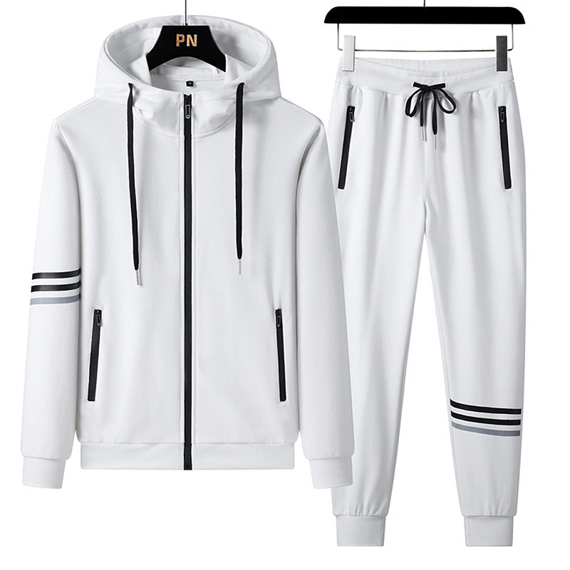 Men's Casual Sports Pure Cotton Hooded Sweater Trousers Two-piece Set