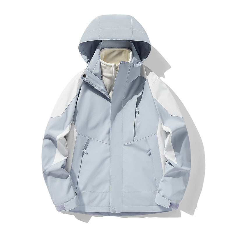 Three-in-one Removable Fleece-lined Thickened Waterproof Windproof Jacket Mountaineering