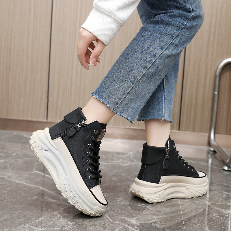 Round Toe Shoes Platform Height Increasing Casual Sneakers