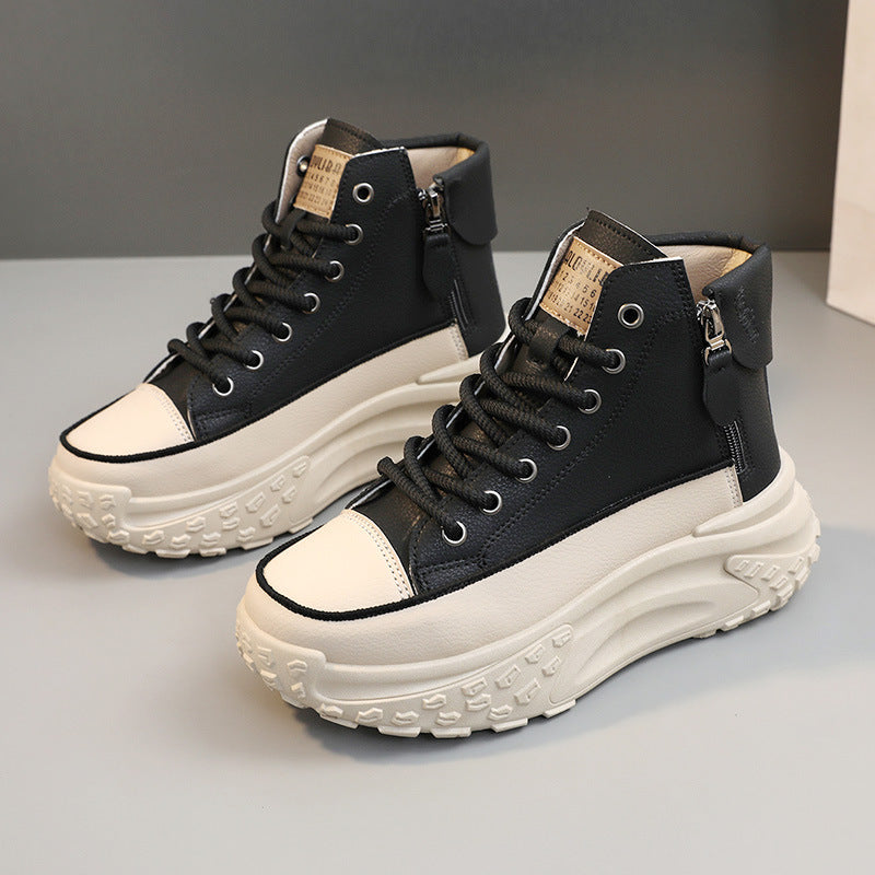 Round Toe Shoes Platform Height Increasing Casual Sneakers