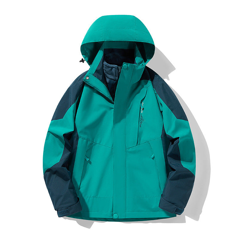 Three-in-one Removable Fleece-lined Thickened Waterproof Windproof Jacket Mountaineering