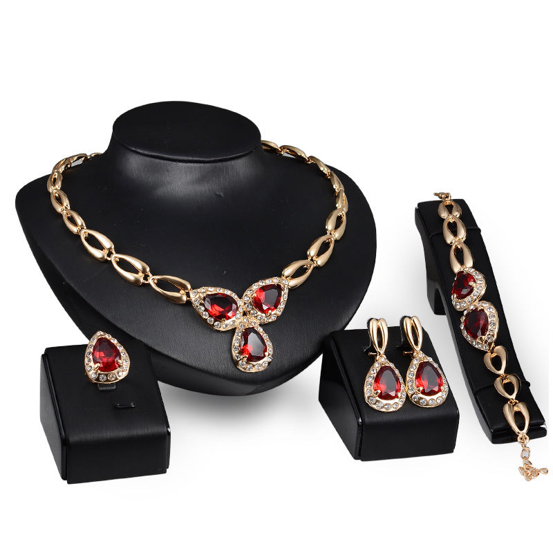 Simple Natural Style Alloy Jewelry Set Necklace Four-piece