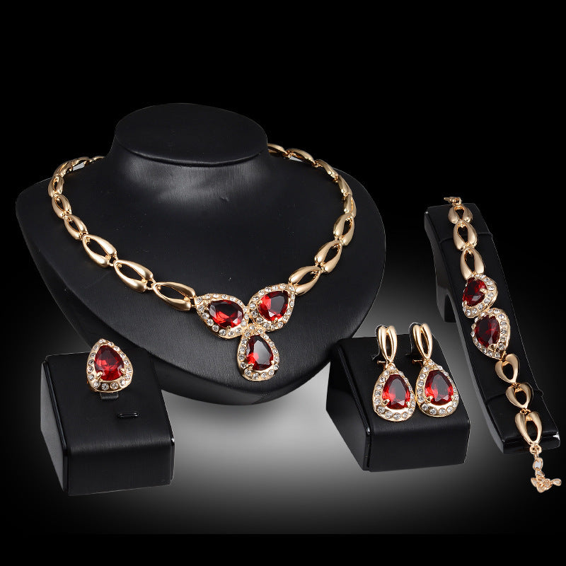 Simple Natural Style Alloy Jewelry Set Necklace Four-piece